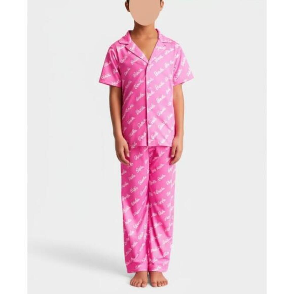 Barbie Pajama Set Kids Size 2T Pink Logo Print Flame Resistant Dreamhouse Core